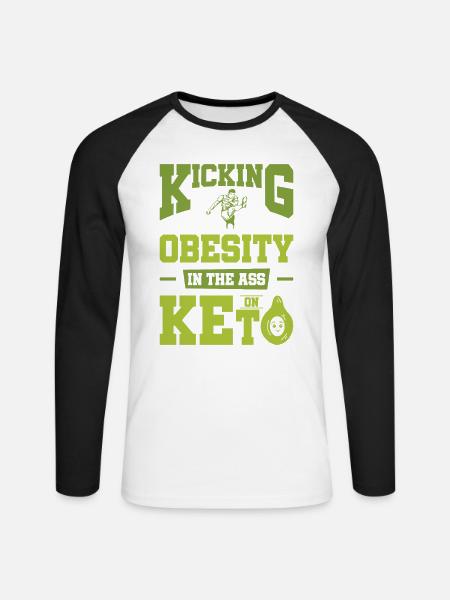 Keto-Diät Ketogene Ernährung Diätassistent - Unisex Baseballshirt langarm - Weiß/Schwarz