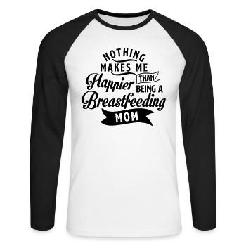 Nichts macht mich glücklicher, als eine stillende - Unisex Baseballshirt langarm - Weiß/Schwarz - Vorne - Nik (191cm)