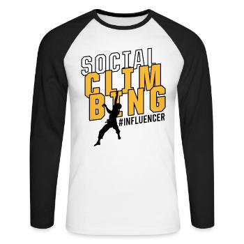 Social Media Influencer Social Climbing Meme - Unisex Baseballshirt langarm - Weiß/Schwarz - Vorne - Nik (191cm)