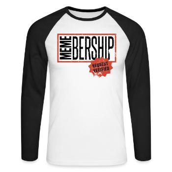 Social Media Meme Membership Request - Unisex Long Sleeve Baseball T-Shirt - white/black - Front - Nik (191cm)