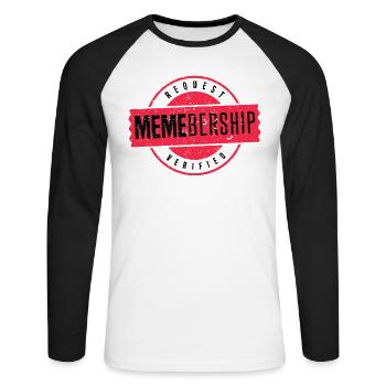 Social Media Meme Membership Request - Unisex Long Sleeve Baseball T-Shirt - white/black - Front - Nik (191cm)