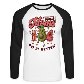 Keto Mom Ernährungsberaterin Ketogenes Essen - Unisex Baseballshirt langarm - Weiß/Schwarz - Vorne - Nik (191cm)