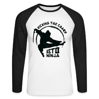 Keto Ninja Diet Ketogenic Food Ninja Lovers - Unisex Long Sleeve Baseball T-Shirt - white/black - Front - Nik (191cm)