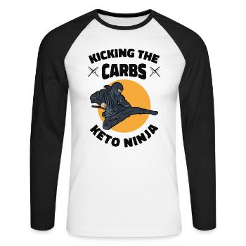 Keto Ninja Diet Ketogenic Food Ninja Lovers - Unisex Long Sleeve Baseball T-Shirt - white/black - Front - Nik (191cm)
