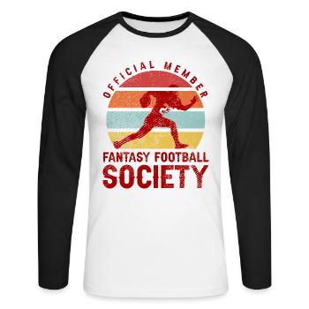 Membre officiel de Fantasy Football Vintage - T-shirt baseball manches longues Homme - blanc/noir - Devant - Nik (191cm)