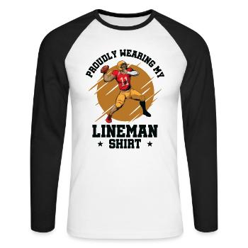 Joueur de ligne de football Fier joueur de vie Sports - T-shirt baseball manches longues Homme - blanc/noir - Devant - Nik (191cm)