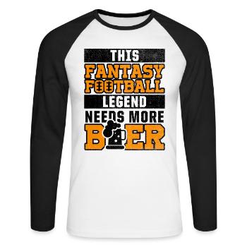 Fantasy Football Legende Bierliebhaber Sport - Unisex Baseballshirt langarm - Weiß/Schwarz - Vorne - Nik (191cm)