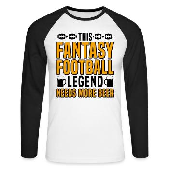 Fantasy Football Legende Bierliebhaber Sport - Unisex Baseballshirt langarm - Weiß/Schwarz - Vorne - Nik (191cm)