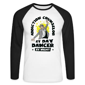 Addiction Counselor Dancing Addiction Counsel - Unisex Long Sleeve Baseball T-Shirt - white/black - Front - Nik (191cm)
