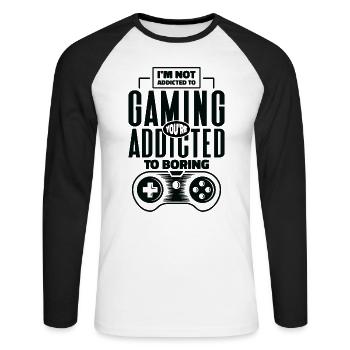 Addiction au jeu Gamers Fin de jeu Jeux vidéo - T-shirt baseball manches longues Homme - blanc/noir - Devant - Nik (191cm)