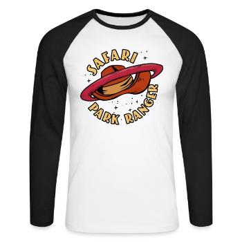 African Safari Park Ranger Guide - Unisex Long Sleeve Baseball T-Shirt - white/black - Front - Nik (191cm)