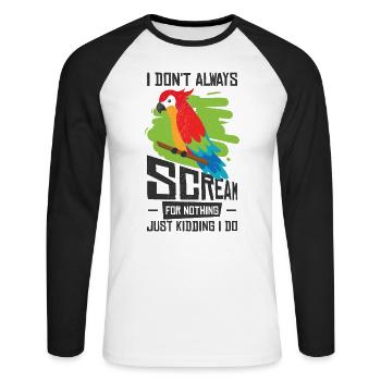 Ara Papagei Vogel Ara-Liebhaber Tropisches Zootier - Unisex Baseballshirt langarm - Weiß/Schwarz - Vorne - Nik (191cm)