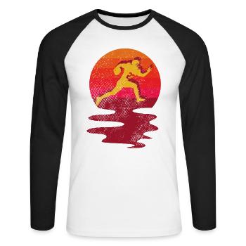 Sport de football américain vintage rétro - T-shirt baseball manches longues Homme - blanc/noir - Devant - Nik (191cm)