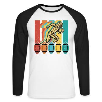 Sport de football américain vintage rétro - T-shirt baseball manches longues Homme - blanc/noir - Devant - Nik (191cm)