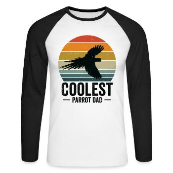 Ara Cool Papagei Papa Haustier Zoo Tier - Unisex Baseballshirt langarm - Weiß/Schwarz - Vorne - Nik (191cm)