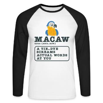 Ara Papagei Vogel Zoo Tier Vogelbeobachter - Unisex Baseballshirt langarm - Weiß/Schwarz - Vorne - Nik (191cm)