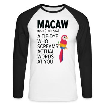 Ara Papagei Vogel Zoo Tier Vogelbeobachter - Unisex Baseballshirt langarm - Weiß/Schwarz - Vorne - Nik (191cm)