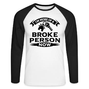 Nouveau propriétaire Inauguration Lustig faillite - T-shirt baseball manches longues Homme - blanc/noir - Devant - Nik (191cm)