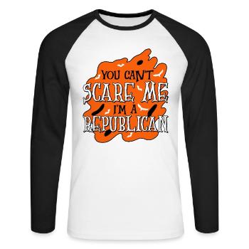 Halloween Vote Partisans républicains - T-shirt baseball manches longues Homme - blanc/noir - Devant - Nik (191cm)