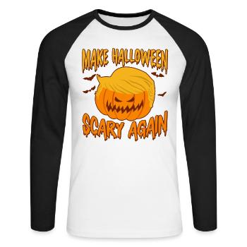 Halloween Abstimmung Politischer Kürbis Wähler - Unisex Baseballshirt langarm - Weiß/Schwarz - Vorne - Nik (191cm)