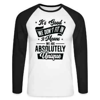 Positivity Misfits Poets Poetry Unique Uniqueness - Unisex Long Sleeve Baseball T-Shirt - white/black - Front - Nik (191cm)
