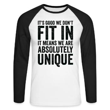 Positivity Misfits Poets Poetry Unique Uniqueness - Unisex Long Sleeve Baseball T-Shirt - white/black - Front - Nik (191cm)