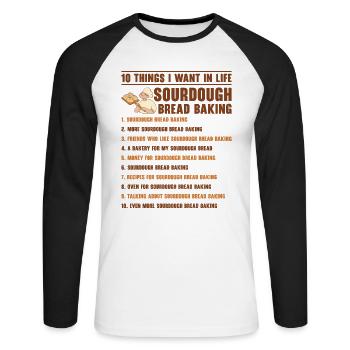 Cuisson du pain au levain Foodie Baker Cuisine - T-shirt baseball manches longues Homme - blanc/noir - Devant - Nik (191cm)