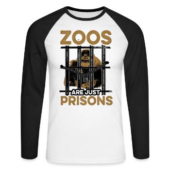 Les zoos ne sont que des prisons anti-protestation contre - T-shirt baseball manches longues Homme - blanc/noir - Devant - Nik (191cm)