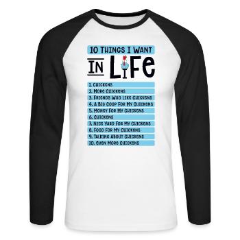 Chicken Agriculture Chicken Lovers Farming - Unisex Long Sleeve Baseball T-Shirt - white/black - Front - Nik (191cm)