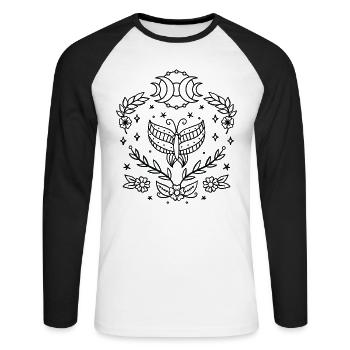 Art au trait de la lune du papillon céleste - T-shirt baseball manches longues Homme - blanc/noir - Devant - Nik (191cm)