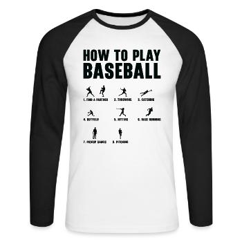 Comment jouer au baseball étape par étape - T-shirt baseball manches longues Homme - blanc/noir - Devant - Nik (191cm)