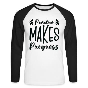 Éducation des étudiants Progrès des études - T-shirt baseball manches longues Homme - blanc/noir - Devant - Nik (191cm)
