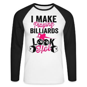 Pocketologist Billiards Pool Billiard 8 Female - Unisex Long Sleeve Baseball T-Shirt - white/black - Front - Nik (191cm)