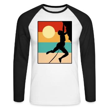 Naturliebhaber Bergsteigen Wandern Abenteuer - Unisex Baseballshirt langarm - Weiß/Schwarz - Vorne - Nik (191cm)