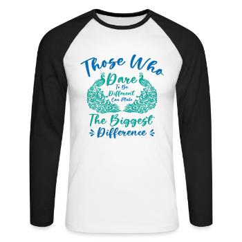 Pfau Inspirational Peacock Fan Wildlife - Unisex Baseballshirt langarm - Weiß/Schwarz - Vorne - Nik (191cm)