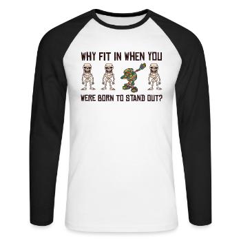 Colorful Skeleton Dabbing Support Autism Awareness - Unisex Long Sleeve Baseball T-Shirt - white/black - Front - Nik (191cm)