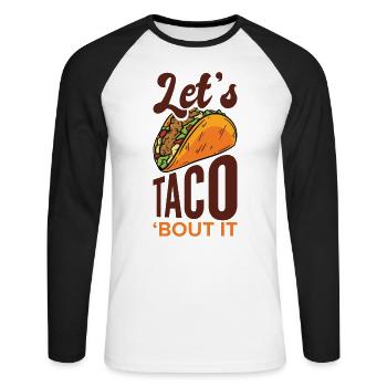 Fast Food Taco Cheesy Humorvolles Wortspiel - Unisex Baseballshirt langarm - Weiß/Schwarz - Vorne - Nik (191cm)