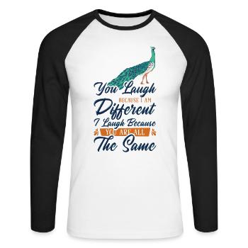 Peacock Positivity Verschiedene Inspirational - Unisex Baseballshirt langarm - Weiß/Schwarz - Vorne - Nik (191cm)