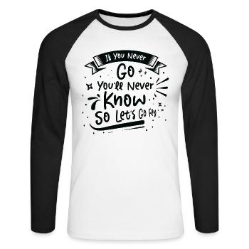 Innovateurs Flying Entrepreneurs inspirés - T-shirt baseball manches longues Homme - blanc/noir - Devant - Nik (191cm)