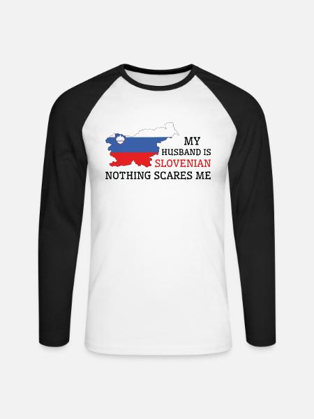 Nichts macht mir Angst Slowenischer Ehemann - Unisex Baseballshirt langarm - Weiß/Schwarz