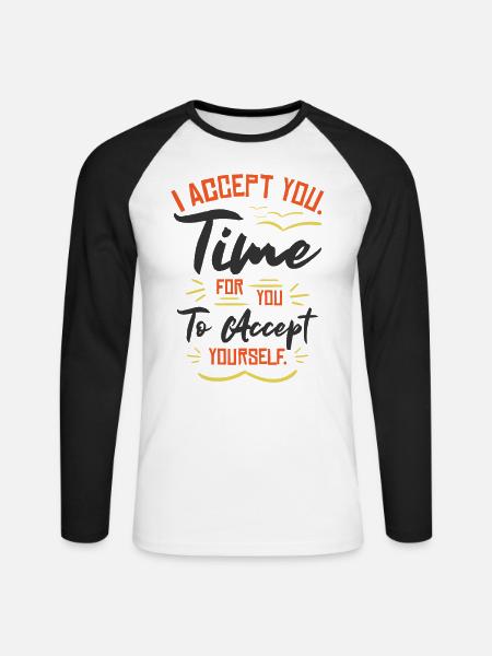 Inspirierender Motivator Selbstfürsorge - Unisex Baseballshirt langarm - Weiß/Schwarz