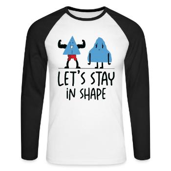 Gym Mignon Motivationnel Géométrique - T-shirt baseball manches longues Homme - blanc/noir - Devant - Nik (191cm)