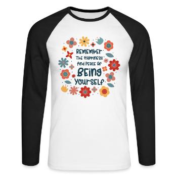 Motivational Self-care People Peace Inspiring - Unisex Long Sleeve Baseball T-Shirt - white/black - Front - Nik (191cm)