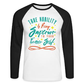 Motivierender Adel Motivator Inspirierende - Unisex Baseballshirt langarm - Weiß/Schwarz - Vorne - Nik (191cm)