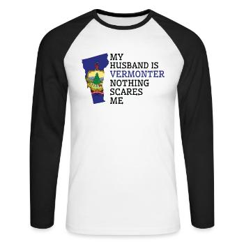 Rien ne me fait peur Vermont mari Vermont - T-shirt baseball manches longues Homme - blanc/noir - Devant - Nik (191cm)
