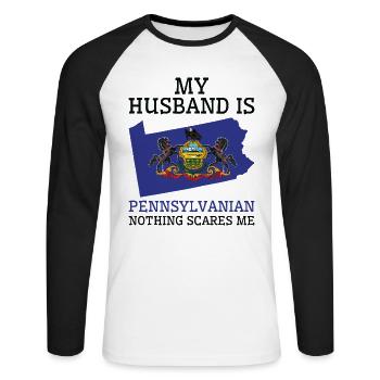 Rien ne me fait peur Mari pennsylvanien - T-shirt baseball manches longues Homme - blanc/noir - Devant - Nik (191cm)