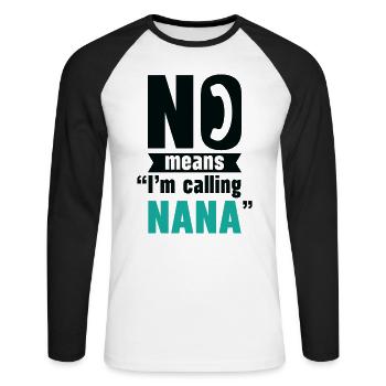 La fête des grands-parents La grand-mère gâte ses petits-enfants préférés - T-shirt baseball manches longues Homme - blanc/noir - Devant - Nik (191cm)
