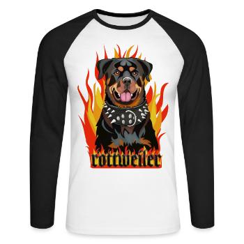 Rottweiler Fire - Unisex Long Sleeve Baseball T-Shirt - white/black - Front - Nik (191cm)