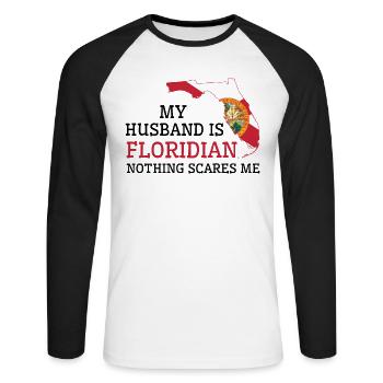 Nichts macht mir Angst Floridian Husband Florida - Unisex Baseballshirt langarm - Weiß/Schwarz - Vorne - Nik (191cm)