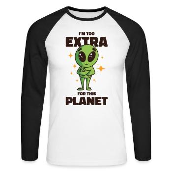 Alien Extrovert Extraterrestrial Beings Cool Alien - Unisex Long Sleeve Baseball T-Shirt - white/black - Front - Nik (191cm)
